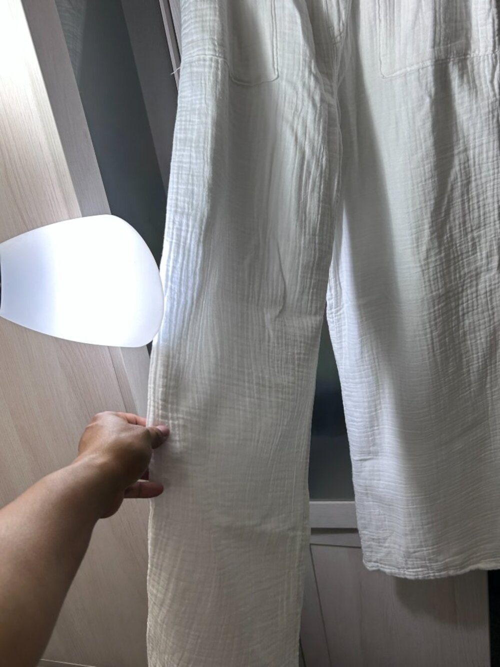 Women's S.O. 100% Cotton Wide-Leg Pant Suit (Size Large) — White - Picture 8 of 16